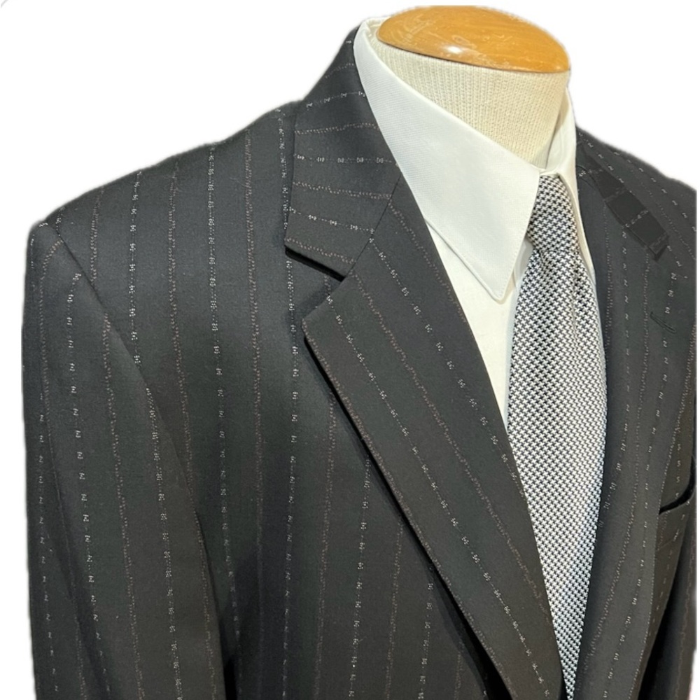 Gianni Versace Couture Black Pinstripe Suit Size60,Price$200